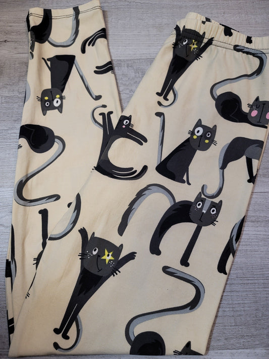 Attitude Cats Ivory Select Standard Leggings. Elastic Band, Hyper Stretch, Super Soft!