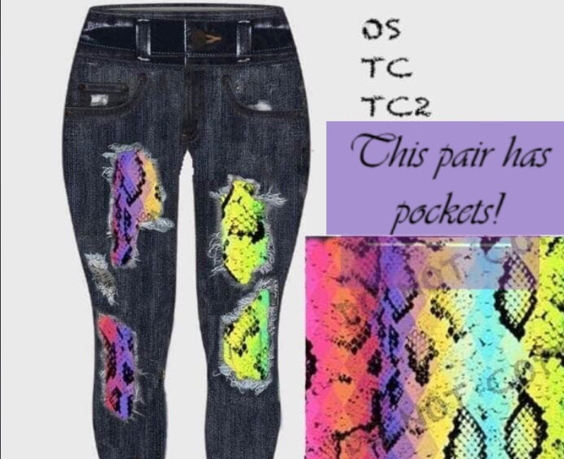 Neon Peek a Boo Snake Pattern Jegging CAPRI. High Waist, Super Soft and Stretchy!