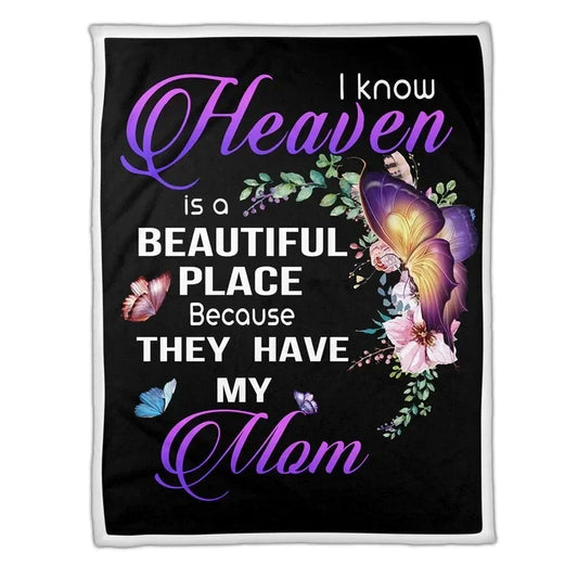 Custom Made "MOM IN HEAVEN" Sherpa/Minky 5ftx6.5 ft Blanket