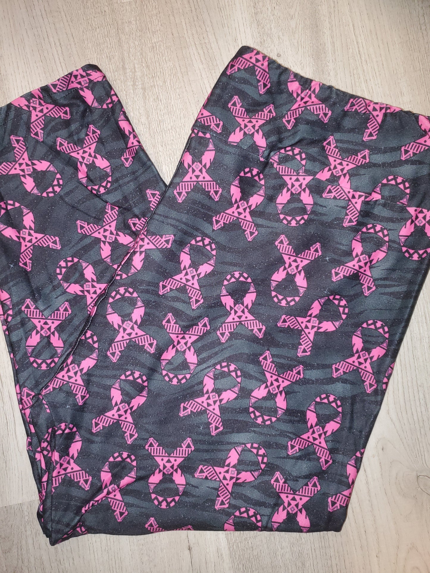 Pink Ribbon Breast Cancer Awareness CAPRI. High Waist, Yoga Band, Very Soft and Stretchy!