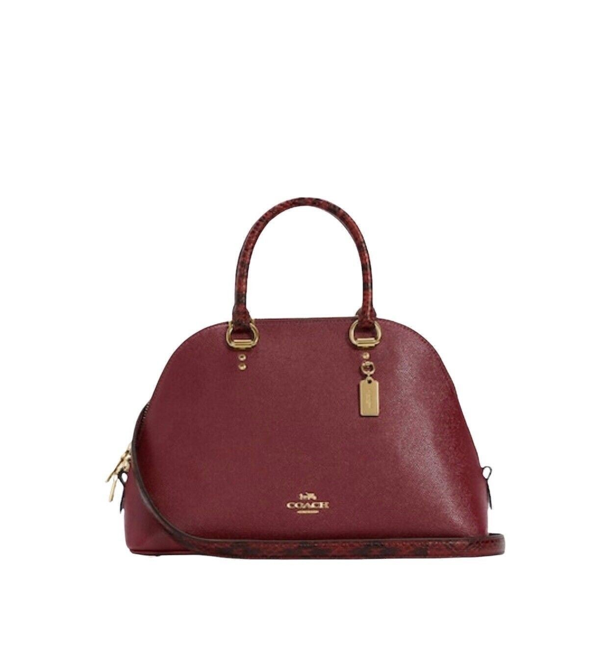 Coach Cherry Katy Snake Embossed Dome Crossbody / Satchel