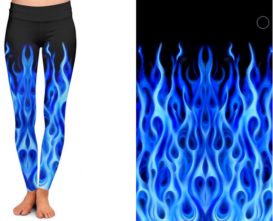 Blue Flame Leggings. Yoga Band. Extra Soft and stretchy!