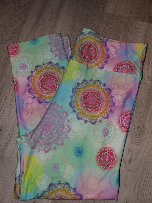 Pastel Rainbow Medallion CAPRI.  Yoga Band, Very Soft and Stretchy!
