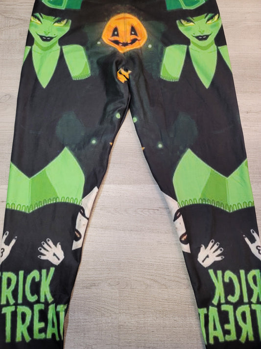 TRICK OR TREAT Sexy Green Witch Leggings. Hyper Stretch and softness! Yoga Band.