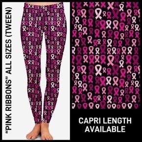 Pink Ribbon Breast Cancer Awareness CAPRI NOT LEGGINGS, Yoga Band