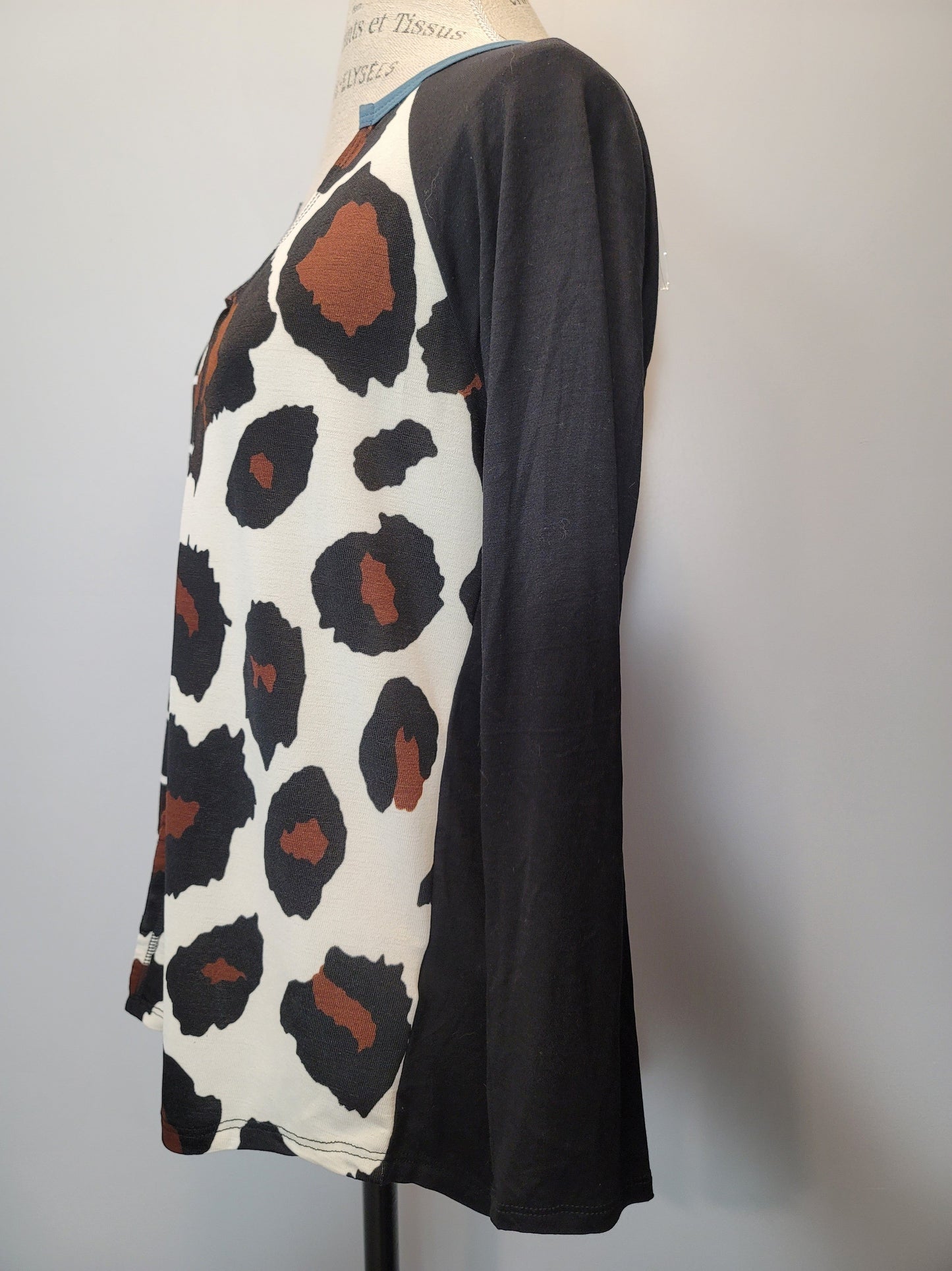 Cow Print/Striped Long Sleeve Top, Made in the USA