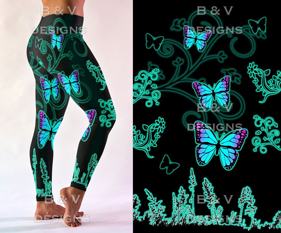 Stunning Colors Electric Butterflies Soft & Stretchy Leggings