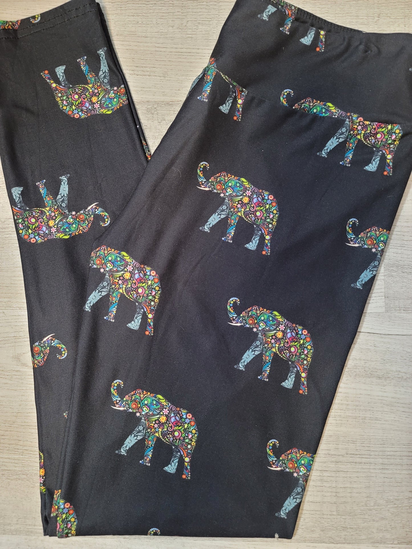 Boho Oriental Elephants Leggings. Yoga Band. Extra Soft and stretchy!