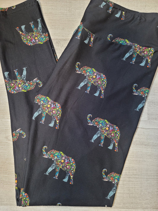 Boho Oriental Elephants Leggings. Yoga Band. Extra Soft and stretchy!