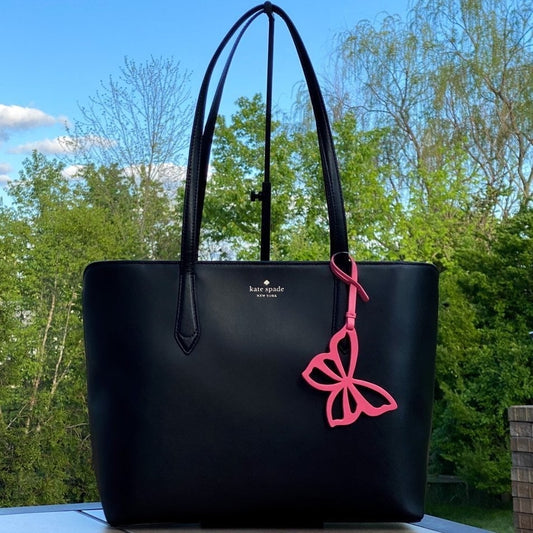 JUST REDUCED Authentic Kate Spade LARGE Marlee Zippered Large Tote Butterfly Charm 2 COLOR CHOICE