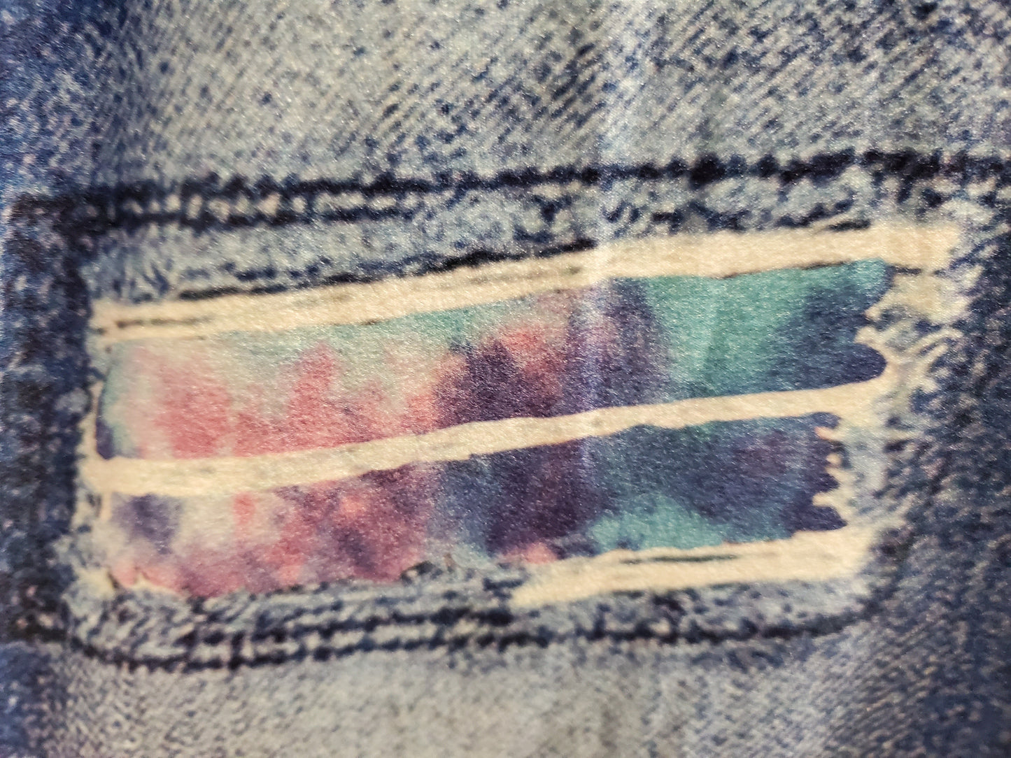 Tie Dye Peek A Boo Denim Print JEGGINGS. Yoga Band. Extra Soft and stretchy!