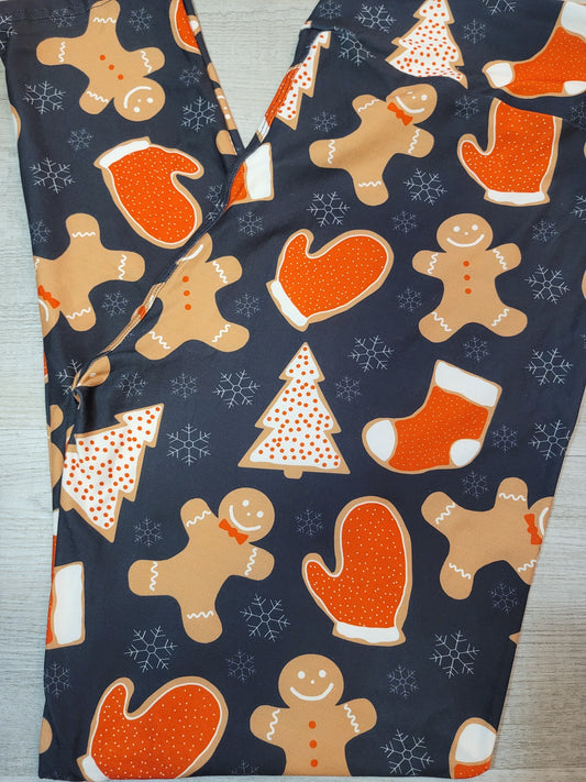 Gingerbread Christmas Designer Leggings! Hyper Stretch and softness! Yoga Band.