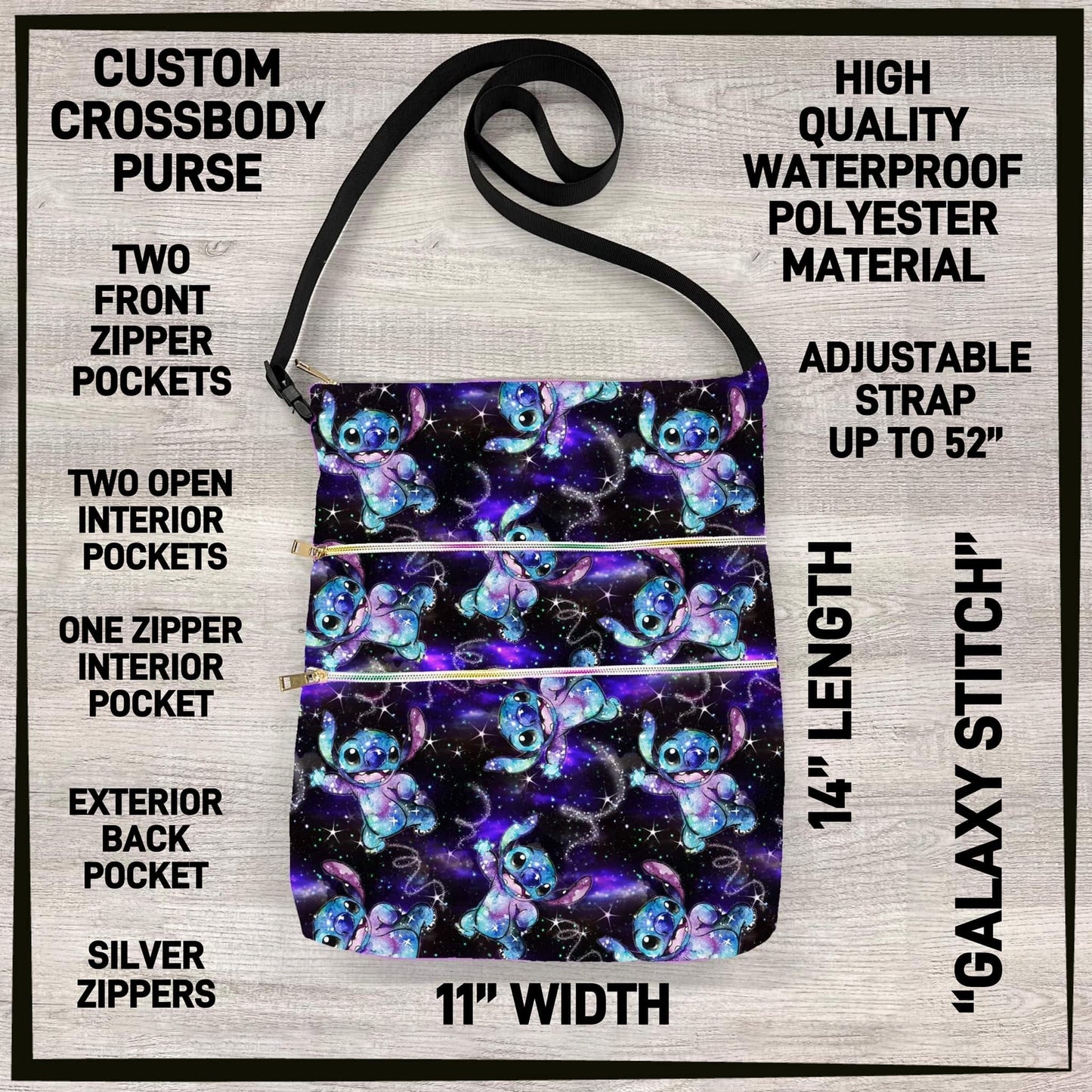 Custom Crossbody Bag, Lots of Pockets and adjustable Strap