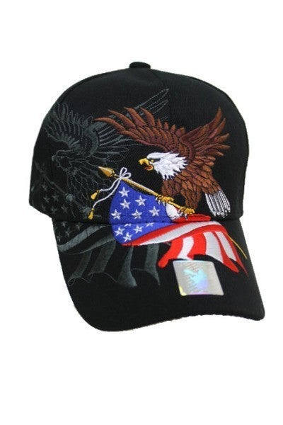 American Eagle and Flag Design Adjustable Strap Hat