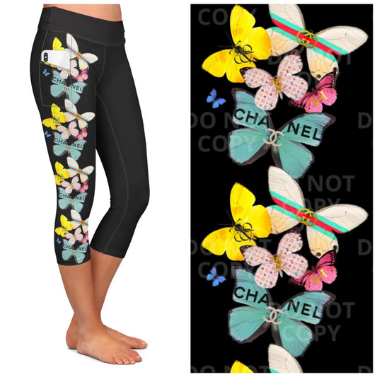 CHANEL Designer Capri WIth Pockets. High Waist, Yoga Band, Very Soft and Stretchy!