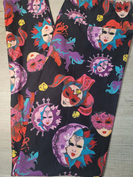 Venetian Colorful Mask Leggings. Hyper Stretch and softness! Yoga Band.