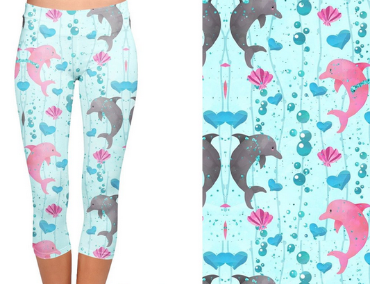 "Swimming with Dolphines" Ice Blue Yoga Band, Designer CAPRI