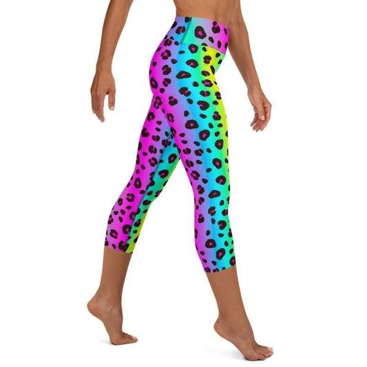 Neon Ombre Leopard CAPRI with Pockets. Yoga Band, Very Soft and Stretchy!