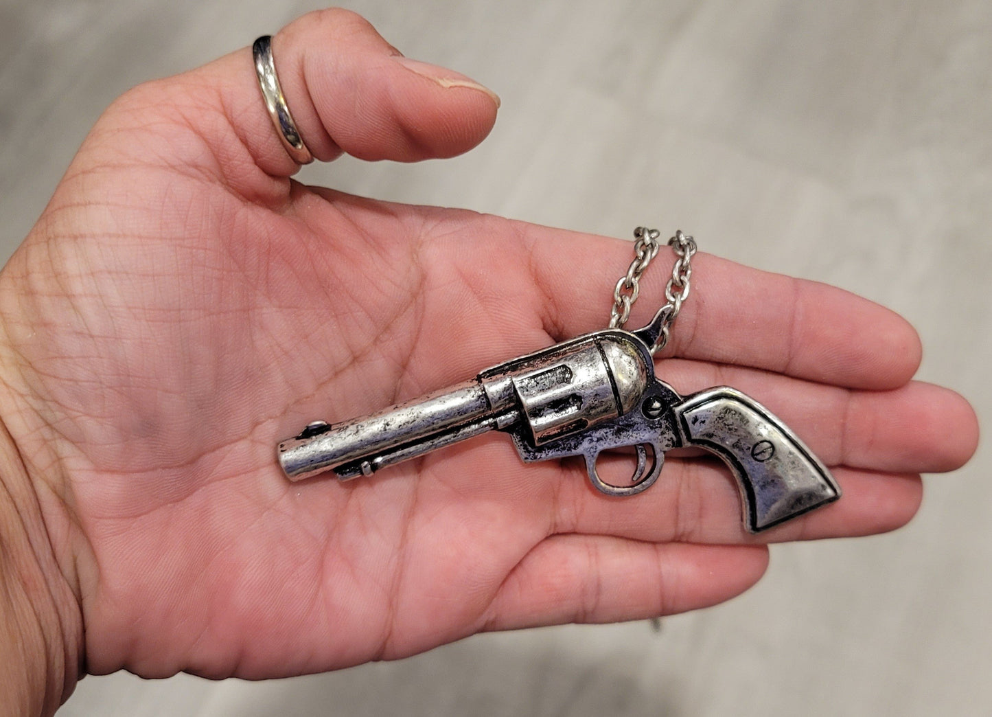 Large Gun Pendant Necklace & Earrings