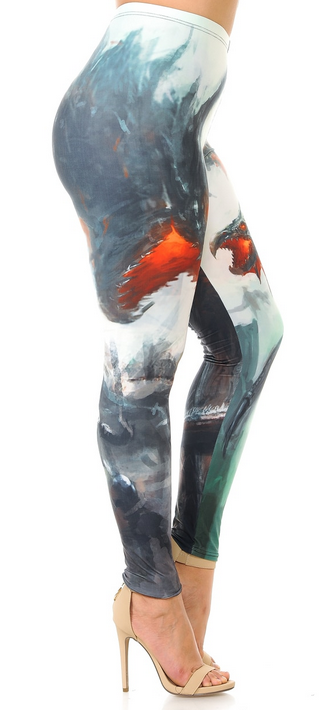 DRAGON'S FIRE! Designer Leggings WITH ELASTIC BAND, Comfortable and Stretchy