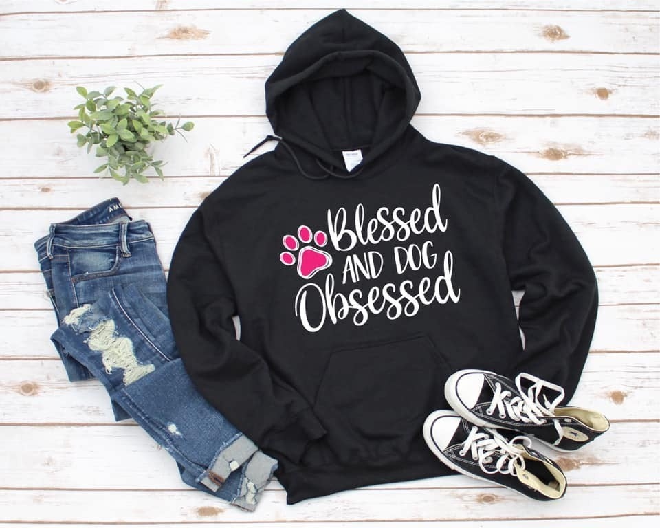 (LAST SM) Paw "Blessed and Dog Obsessed" Hoodie (find the matching Leggings!)