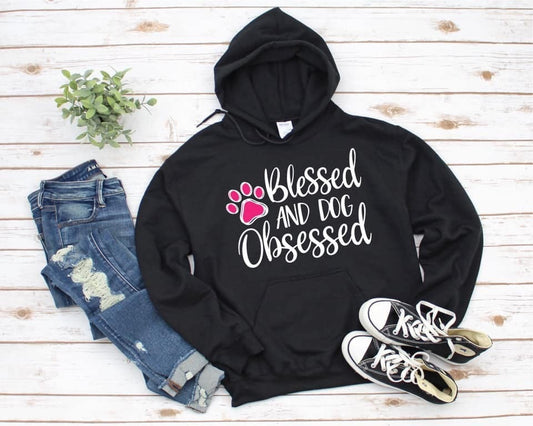 (LAST SM) Paw "Blessed and Dog Obsessed" Hoodie (find the matching Leggings!)
