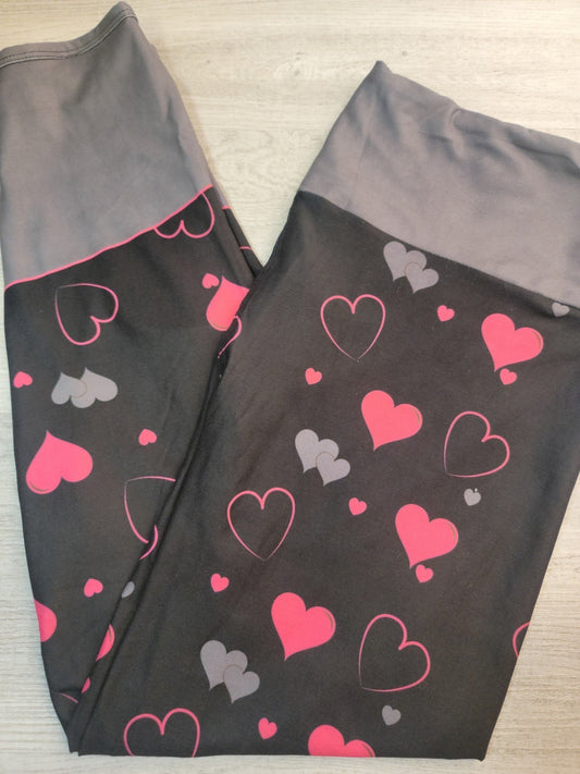 Block Grey & Pink Hearts Capri