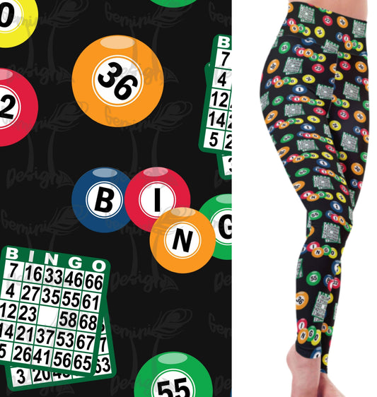 Let's Play BINGO Designer Yoga Band Leggings LAST PAIR! Very Soft and Stretchy!