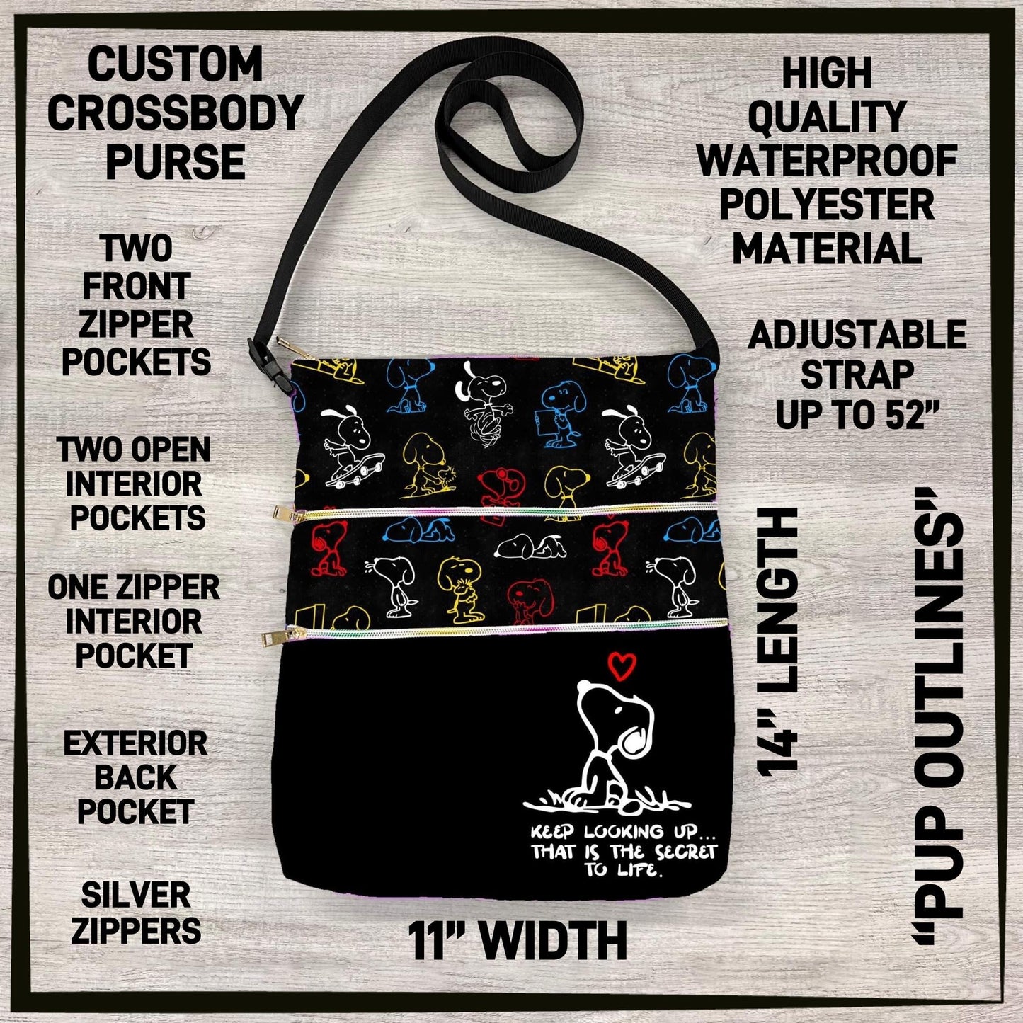 Custom Crossbody Bag, Lots of Pockets and adjustable Strap