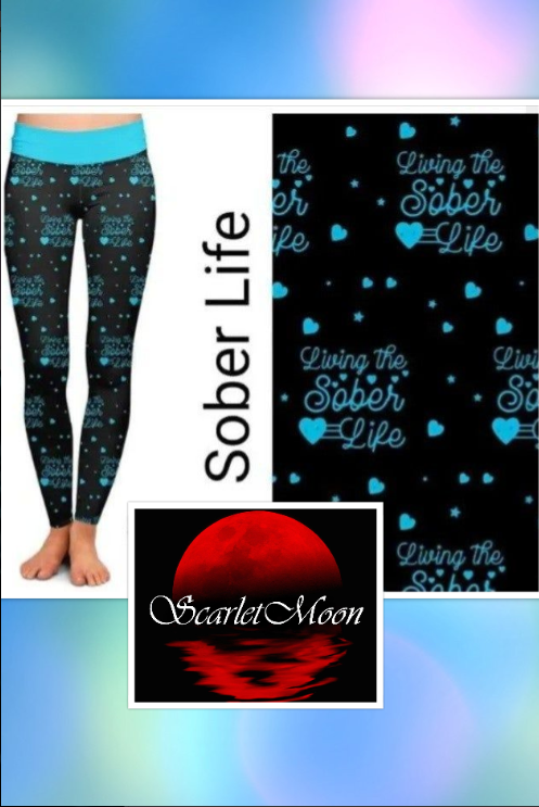Living the Sober Life Designer Leggings, yoga Band