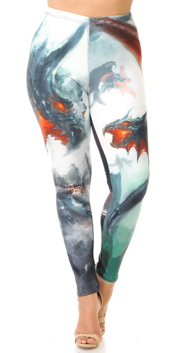 DRAGON'S FIRE! Designer Leggings WITH ELASTIC BAND, Comfortable and Stretchy