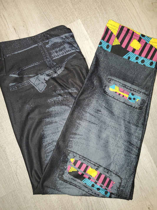 Sally NBC (Nightmare Before Christmas) Peek A Boo Jeggings CAPRI. High Waist, Super Soft and Stretchy!