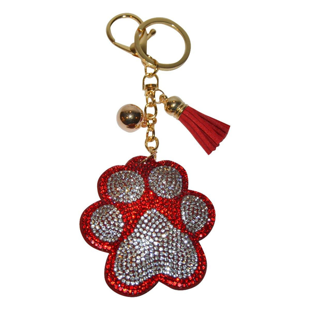 RED Purse Charm/ Key Chain Sparkly Crystal Dog Paws