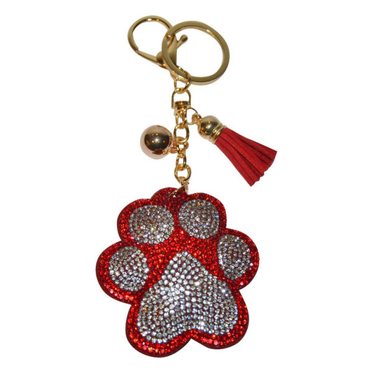 RED Purse Charm/ Key Chain Sparkly Crystal Dog Paws