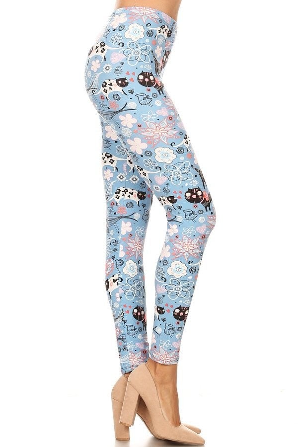 Adorable Cats, Stretchy & Soft Leggings, Elastic Band.
