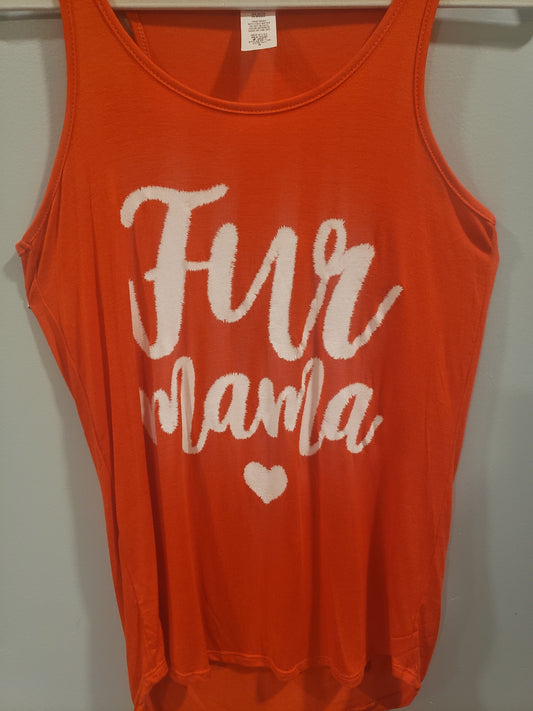 Medium left! Fur Mama Soft Orange Tank