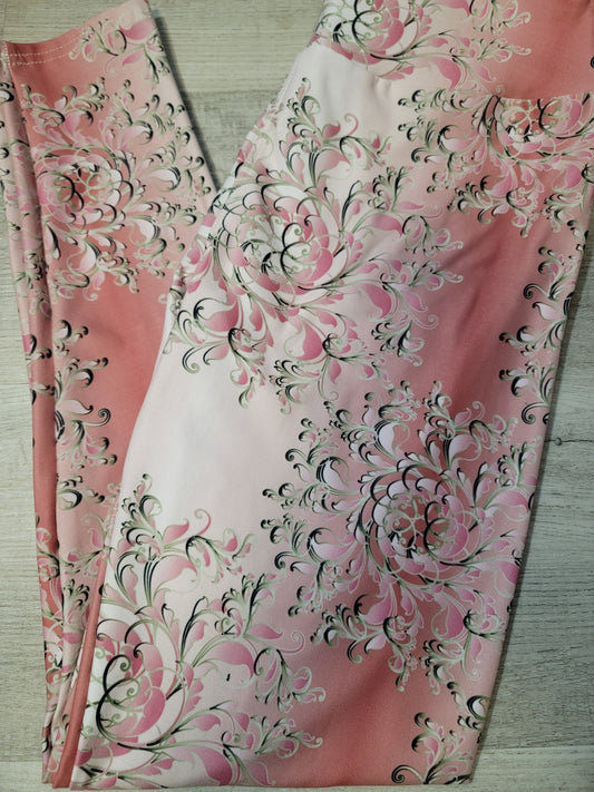 Blush filigree Jewel Print Leggings. Hyper Stretch and softness! Yoga Band.