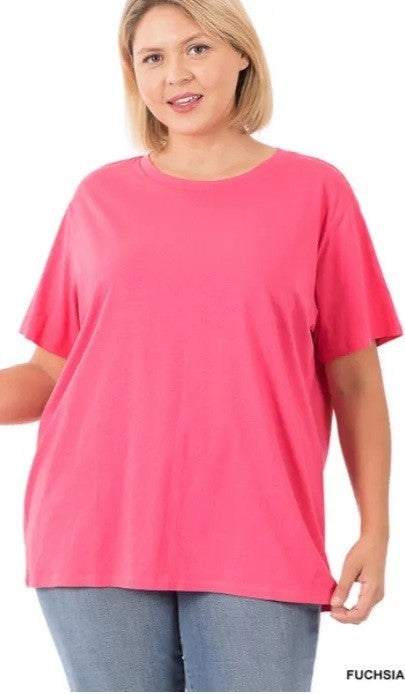 Only Plus Size Soft, Comfortable Solid Top Light Weight, Great with Leggings, Crew Neck 4 Color options