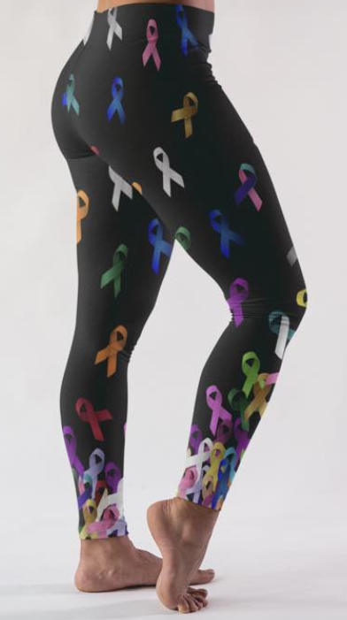 Rainbow Ribbon ALL Cancer Awareness Leggings- SUPER SOFT, Yoga Band