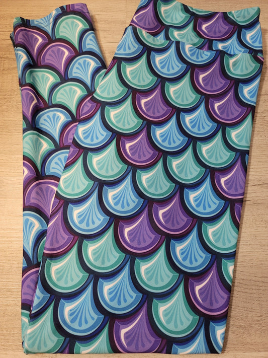 Mermaid Scales Leggings. Yoga Band. Extra Soft and stretchy!