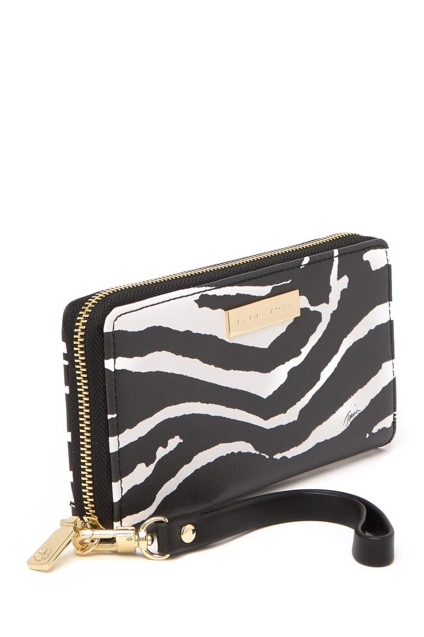 Trina Turk Zebra Single Zip Fashion Wallet/Wristlet, Cellphone Spot MSRP $68