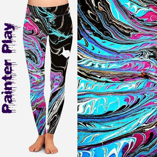 Painter Play/Swirly Marble Paint. Hyper Stretch and softness! Yoga Band.