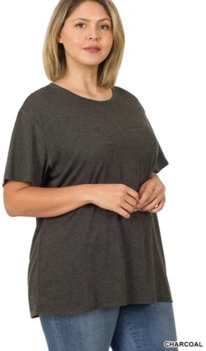 Only Plus Size Soft, Comfortable Solid Top Light Weight, Great with Leggings, Crew Neck 4 Color options