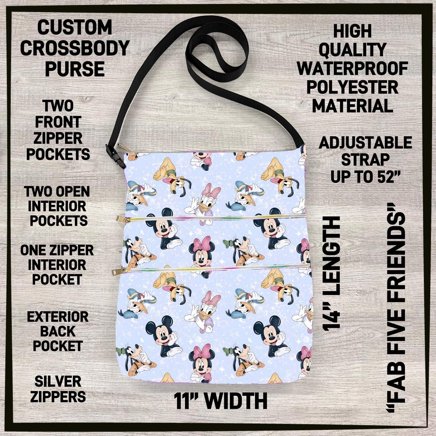 Custom Crossbody Bag, Lots of Pockets and adjustable Strap