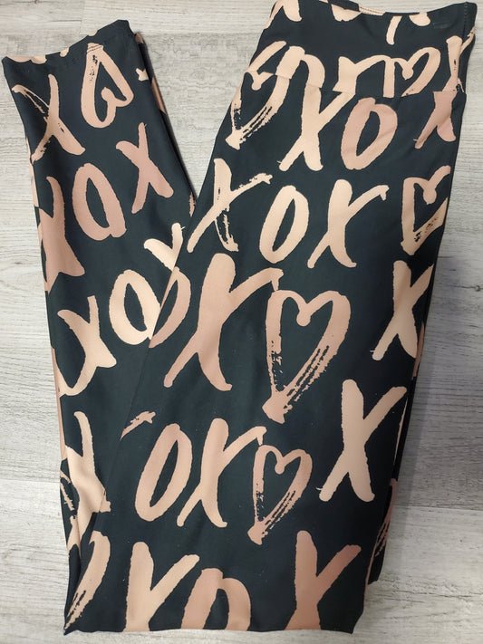 XOXO Black Designer Leggings. Yoga Band. Extra Soft and stretchy!