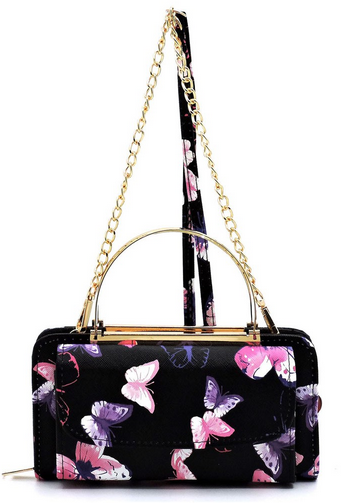 Beautiful Clutch Wallet With Chain Strap Gold-tone hardware Detachable chain shoulder strap