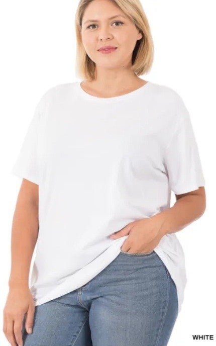 Only Plus Size Soft, Comfortable Solid Top Light Weight, Great with Leggings, Crew Neck 4 Color options