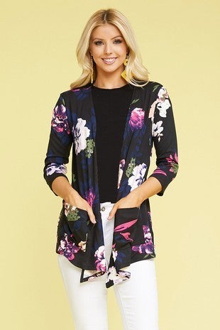 2 Color Options Floral , 3/4 Sleeve Cardigan. Soft and Stretchy!