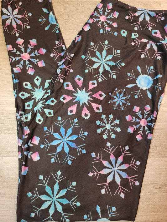 Snow Party! Colorful Snowflakes Leggings. Hyper Stretch and softness! Yoga Band.