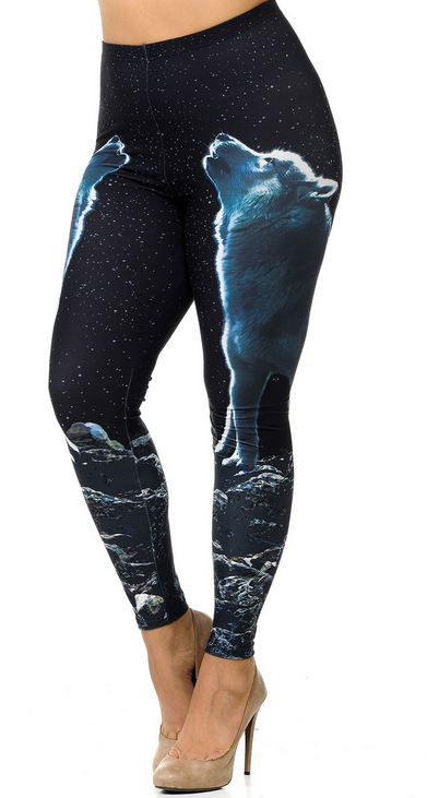 Howling Wolves Comfy Legging. Elastic Band